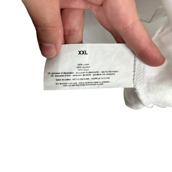 Clean Girl Embroidered Tee Ella Moss‎ White Cotton XXL - Picture 6 of 6